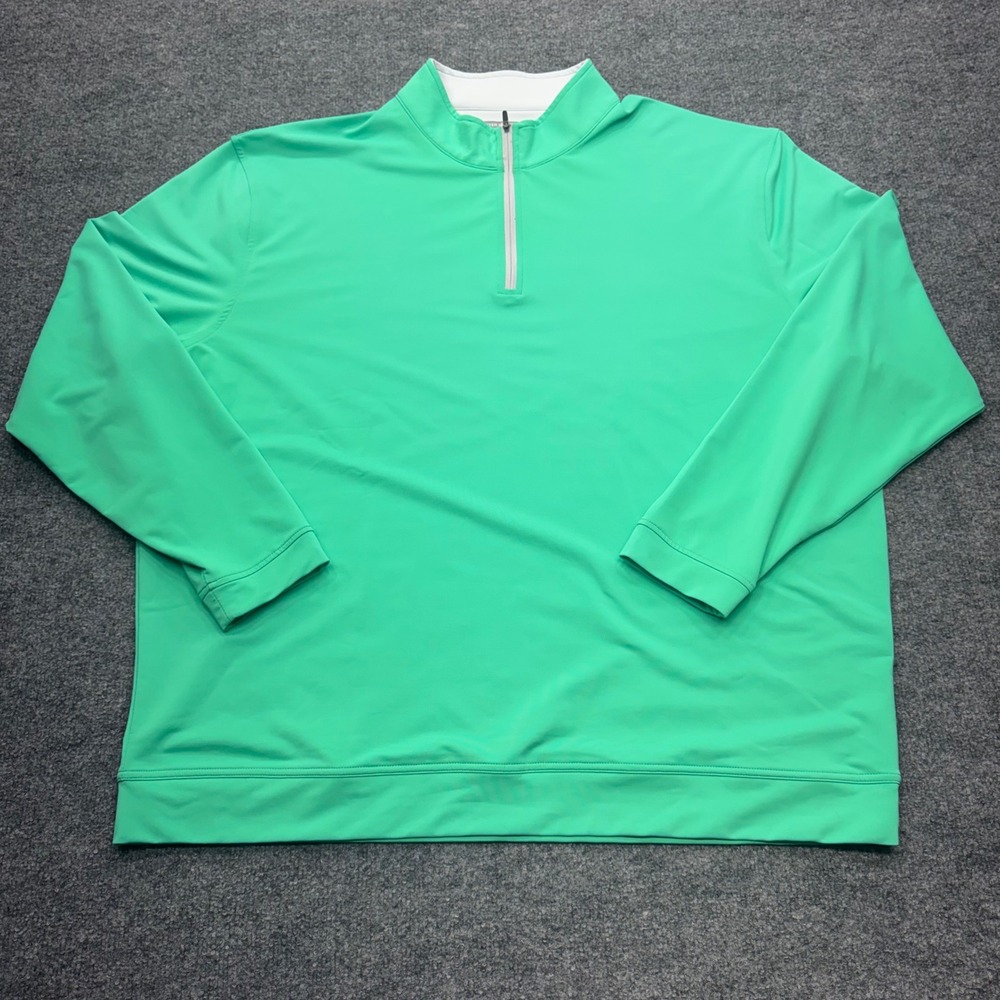 Peter Millar Mens 2X Mint Green Wicking Quarter Zip Golf Pullover Sweater